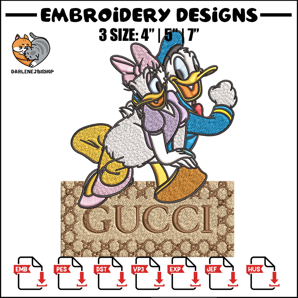 Daisy And Donald Duck Gucci Embroidery design, Disney Embroidery, cartoon design, Embroidery File, Instant download..jpg