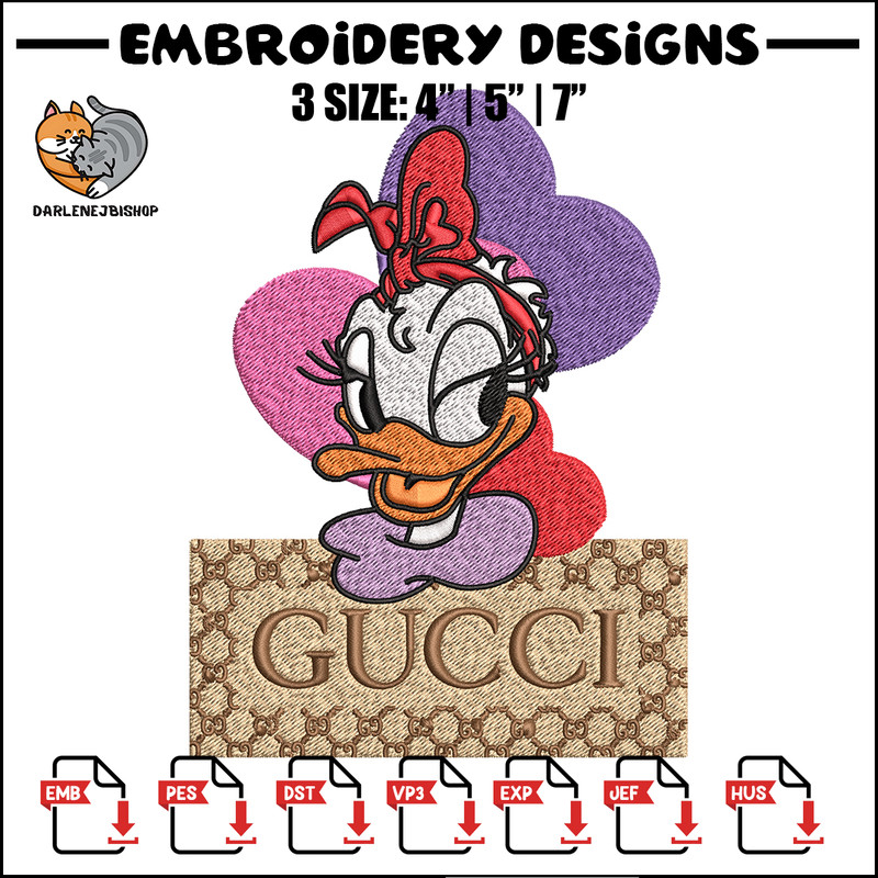 Daisy Donald Duck Gucci Embroidery design, Disney cartoon Embroidery, cartoon design, Embroidery File, Digital download.jpg