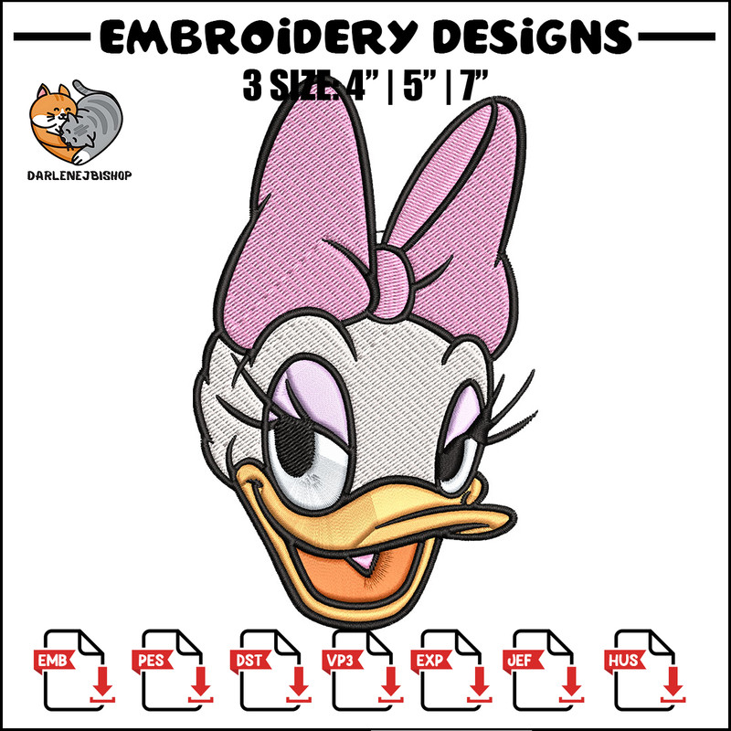 Daisy Duck Embroidery Design, Disney Embroidery, Embroidery design, cartoon shirt, Embroidery File, Digital download..jpg