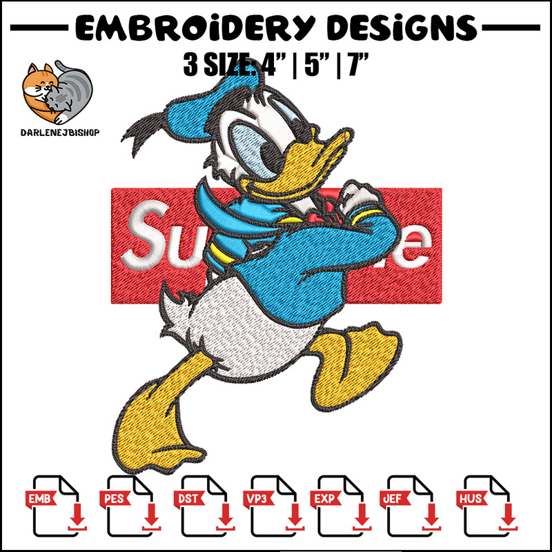 Daisy Duck Supreme Embroidery design, Disney Embroidery, cartoon design, Embroidery File, Disney shirt, Instant download.jpg