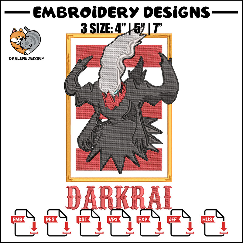 Darkrai poster Embroidery Design, Pokemon Embroidery, Embroidery File, Anime Embroidery, Anime shirt, Digital download.jpg
