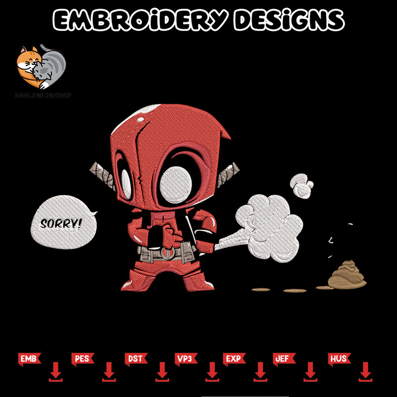 Deadpool chibi Embroidery Design, Deadpool Embroidery, Embroidery File, Anime Embroidery, Anime shirt, Digital download.jpg