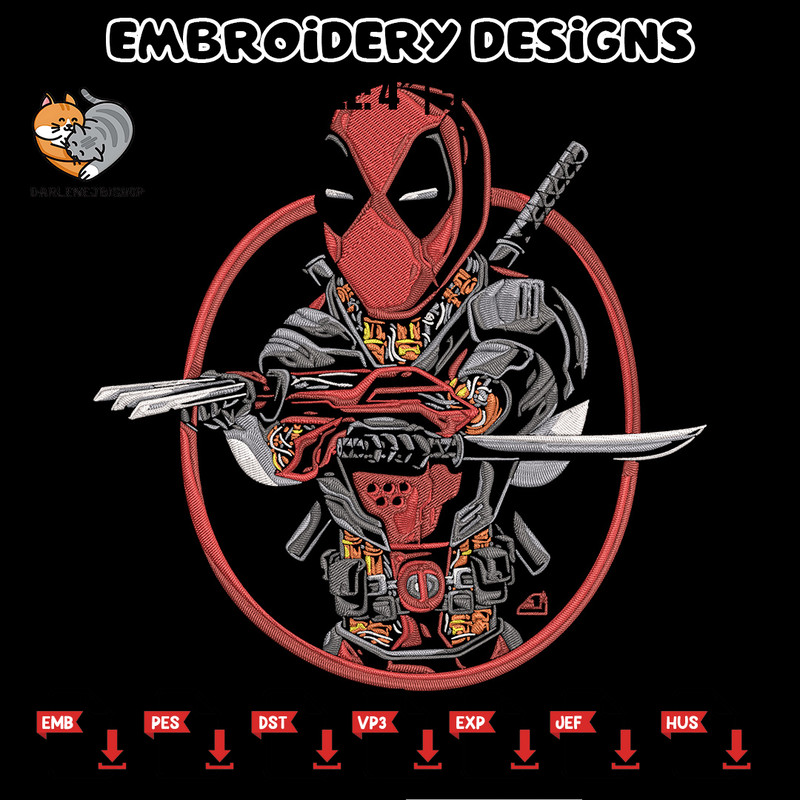 Deadpool circle Embroidery Design, Deadpool Embroidery, Embroidery File, Anime Embroidery, Anime shirt, Digital download.jpg