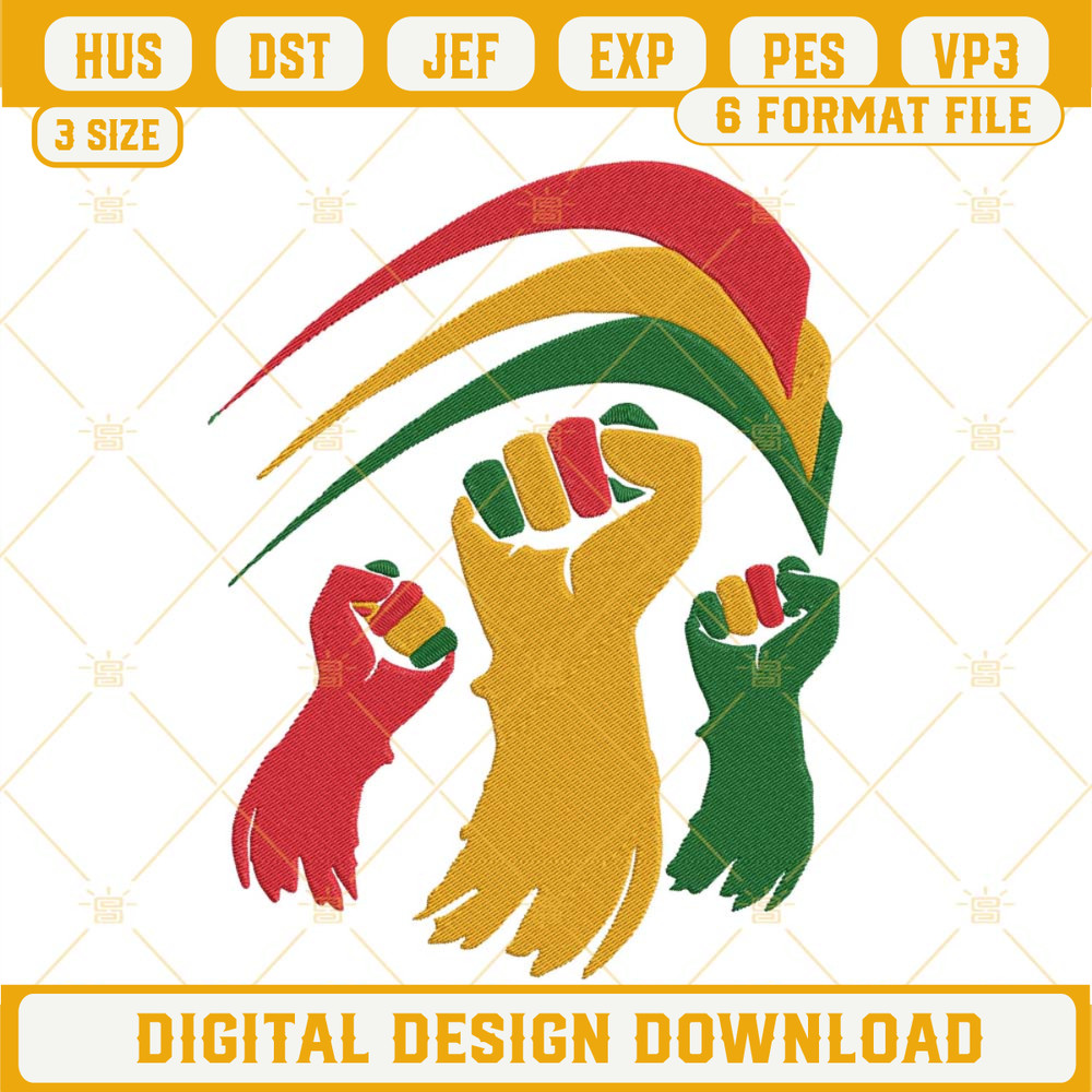 Africa Black Power Fist Embroidery File, Black History Embroidery Design.jpg