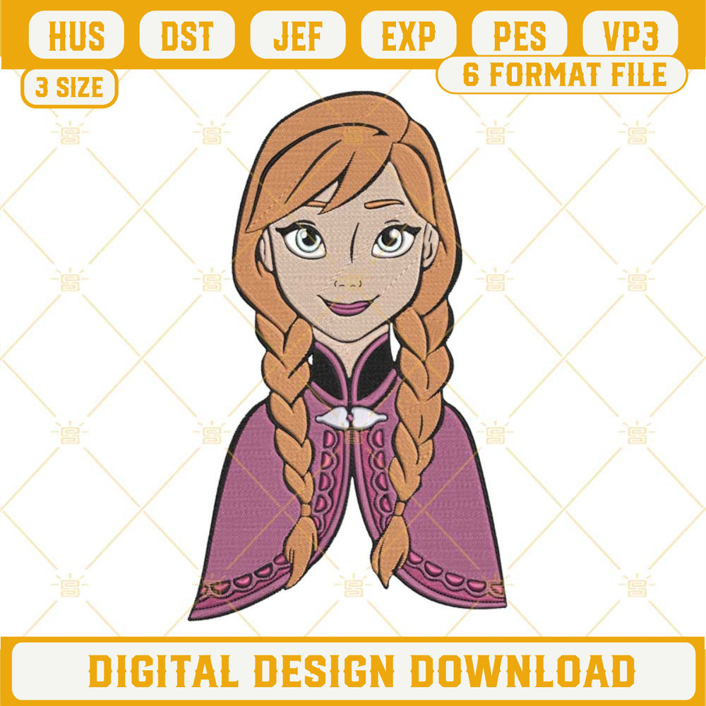 Anna Frozen Embroidery Designs, Disney Princess Machine Embroidery Design File.jpg