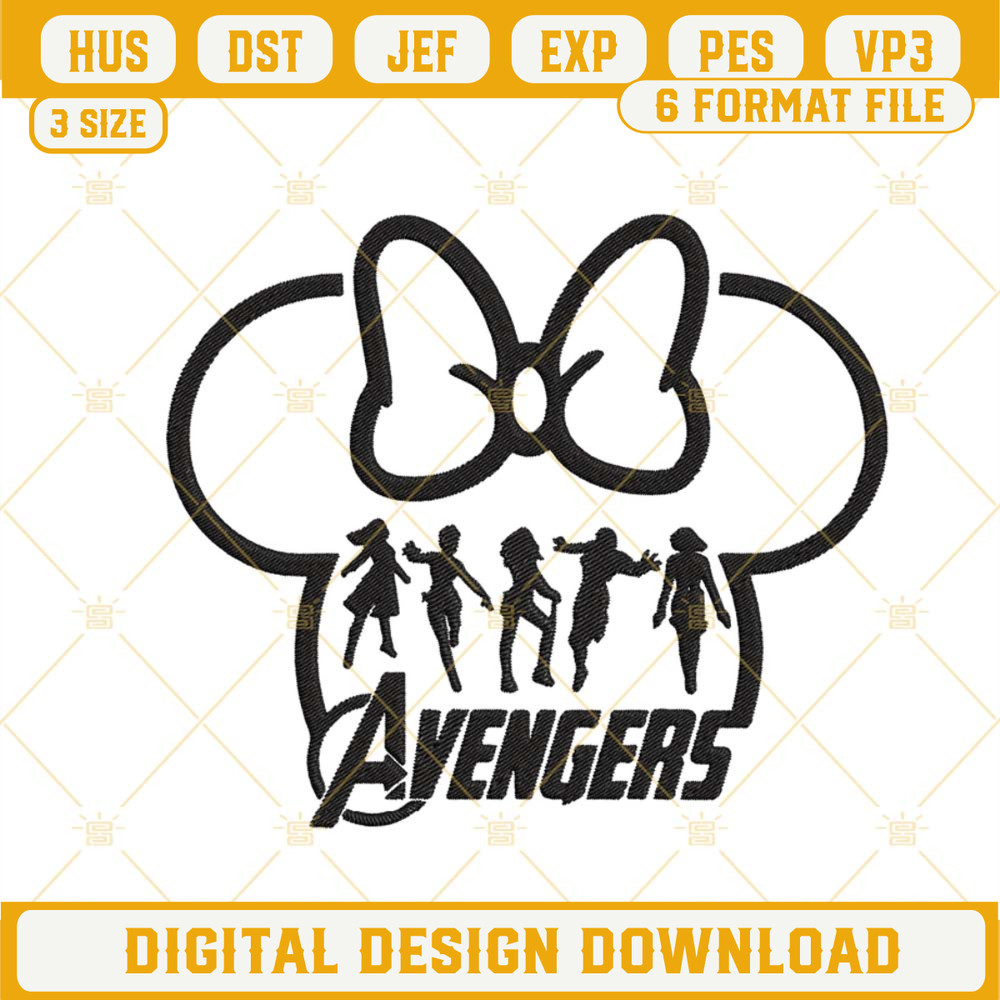 Avengers Women Heroes Embroidery Designs, Avengers Minnie Ears Embroidery Files.jpg