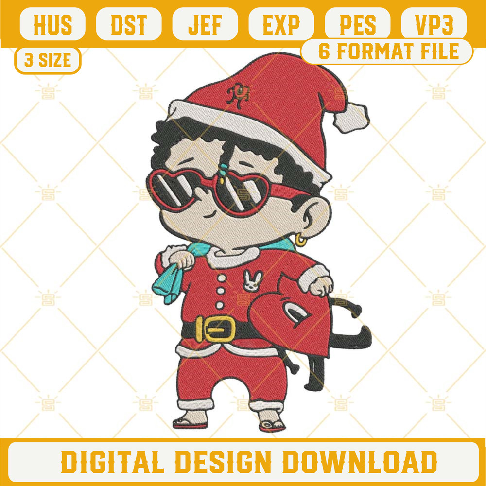 Baby Bad Bunny Christmas Embroidery Designs, Baby Benito Christmas Embroidery Design File.jpg