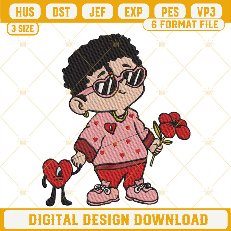 Baby Benito Valentine Embroidery Design, Bad Bunny Valentine Embroidery Files Download.jpg
