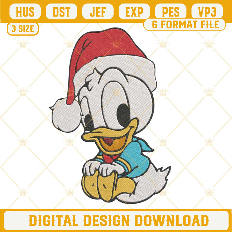 Baby Donald Duck Christmas Embroidery Design Files.jpg