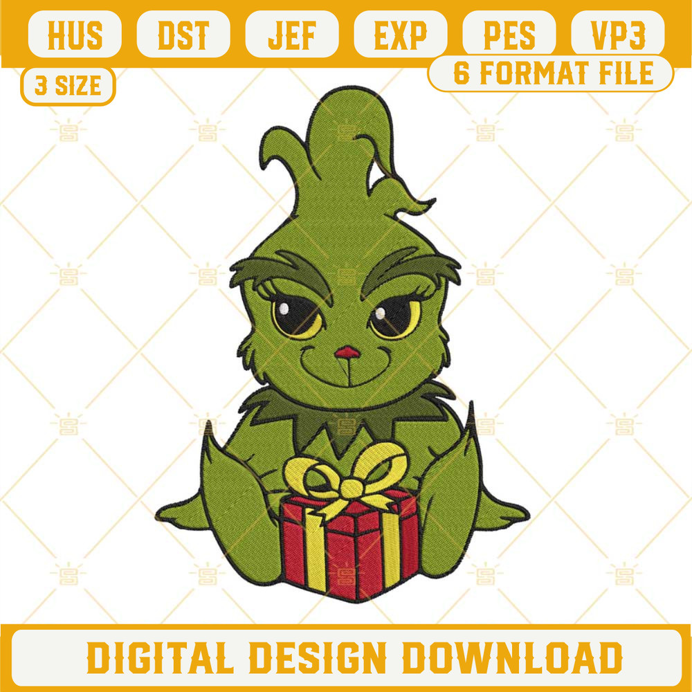 Baby Grinch Christmas Gift Embroidery Design File.jpg
