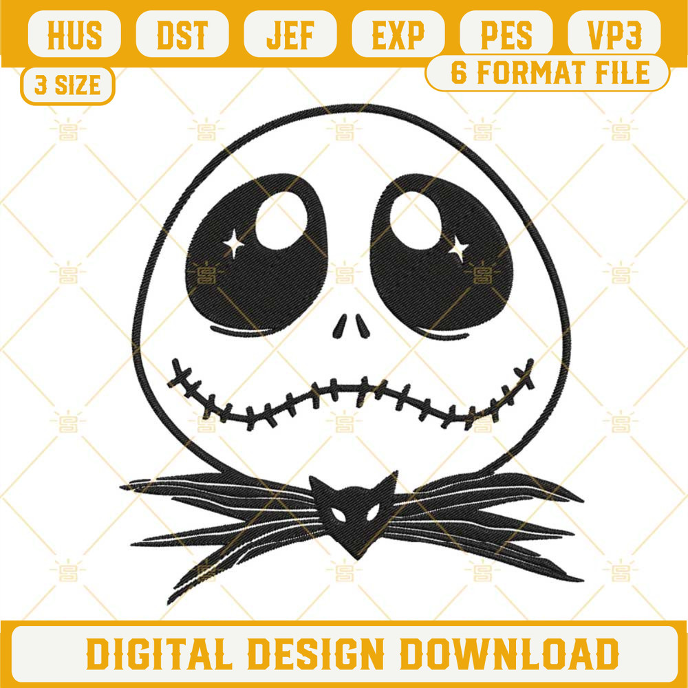 Baby Jack Skellington Face Embroidery Designs, Cute Halloween Embroidery Files.jpg