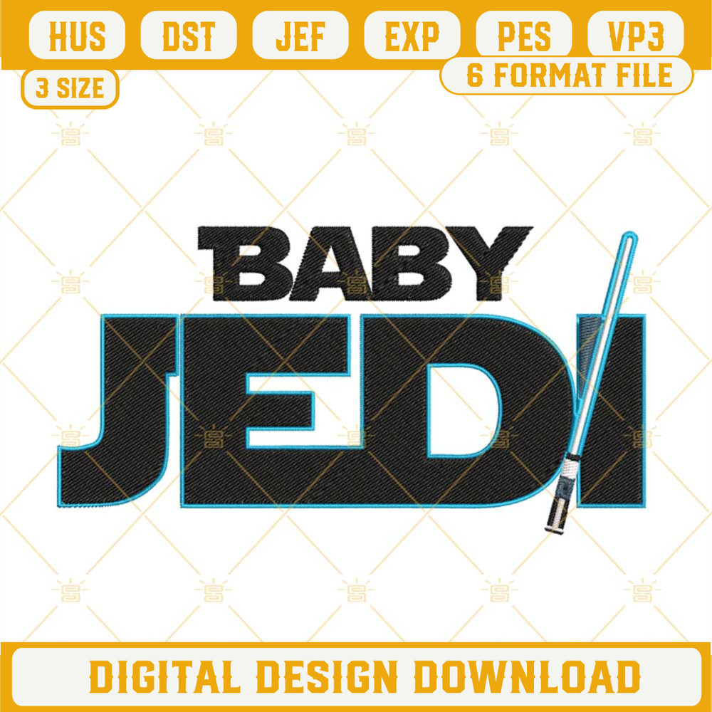 Baby Jedi Lightsaber Embroidery Design File, Star Wars Family Embroidery Pattern.jpg