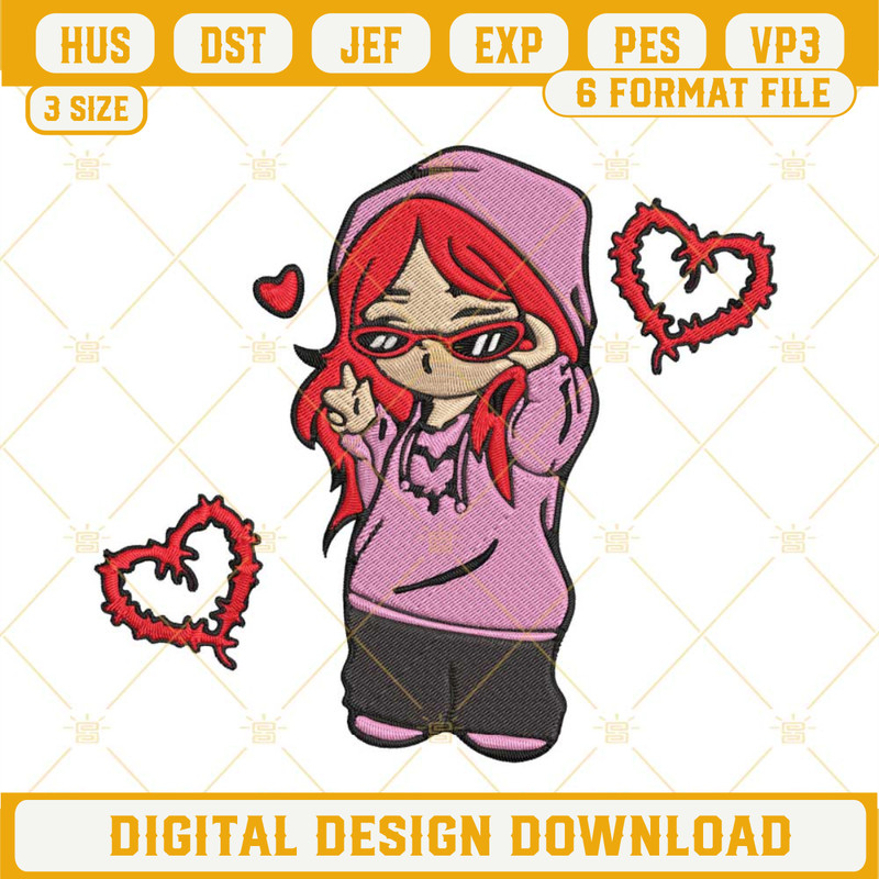 Baby Karol G Red Hair Embroidery Designs, La Bichota, Karol G Embroidery Design File.jpg