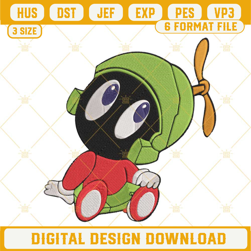 Baby Marvin The Martian Embroidery Designs, Space Jam Embroidery Design File.jpg
