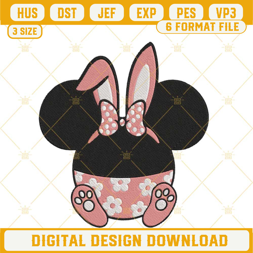 Baby Minnie Bunny Embroidery Designs, Disney Easter Machine Embroidery Files.jpg
