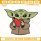 Baby Yoda Holding Heart Embroidery Design, Star Wars Valentine Embroidery File.jpg