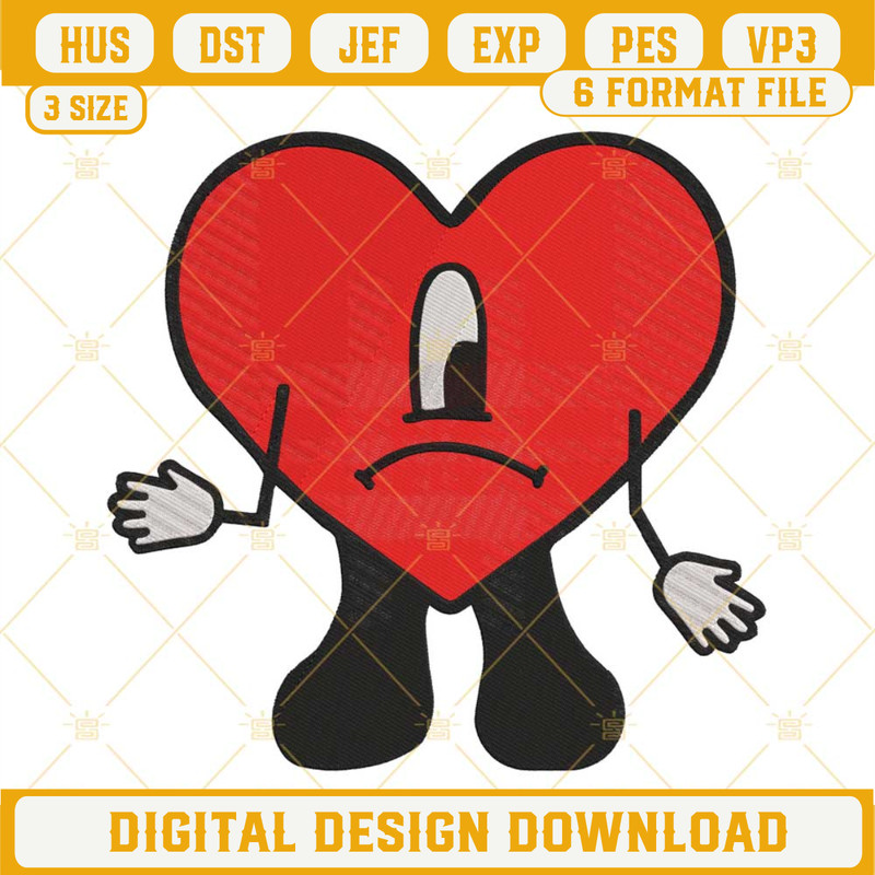 Bad Bunny Heart Embroidery Designs, Bad Bunny Un Verano Sin Ti Embroidery Design File.jpg