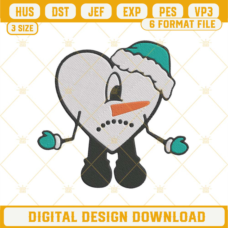 Bad Bunny Snowman Christmas Embroidery Design File.jpg