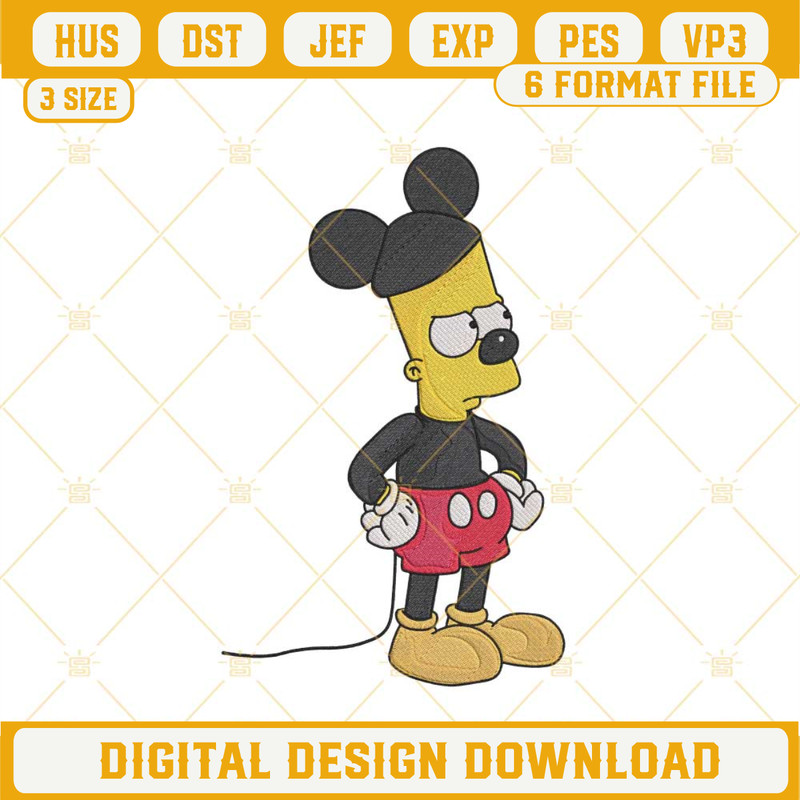 Bart Simpson Mickey Mouse Embroidery Designs, The Simpsons Disney Embroidery Files.jpg