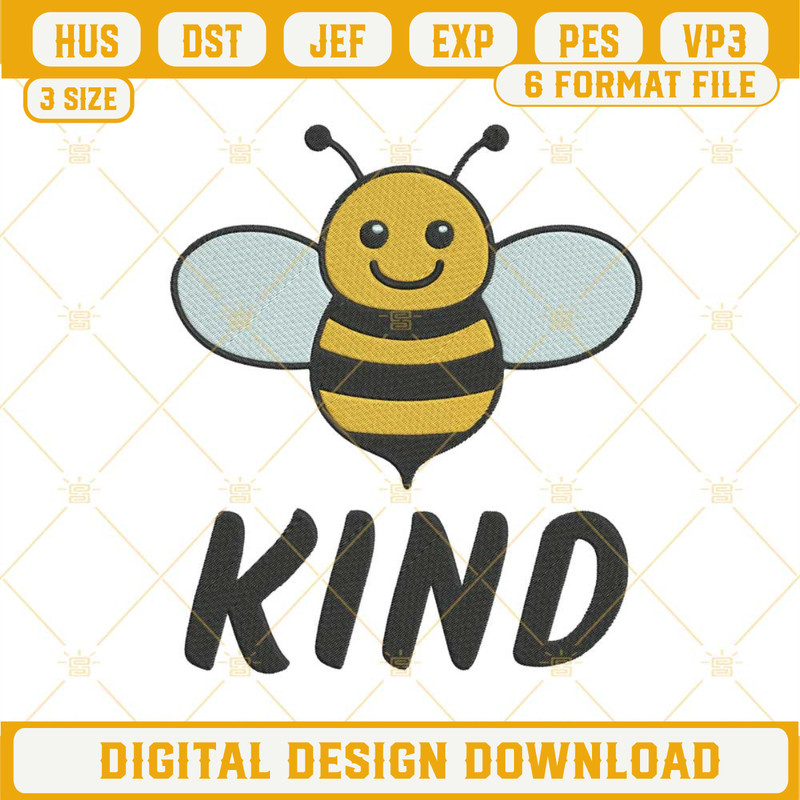 Bee Kind Machine Embroidery Design File.jpg