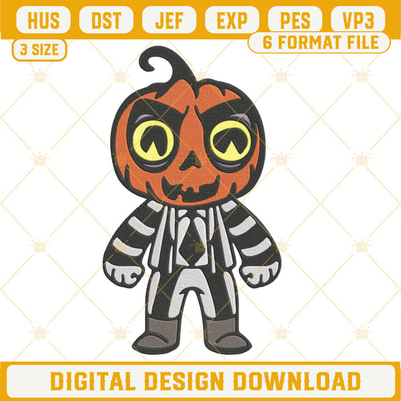 Beetlejuice Pumpkin Head Machine Embroidery Design File.jpg