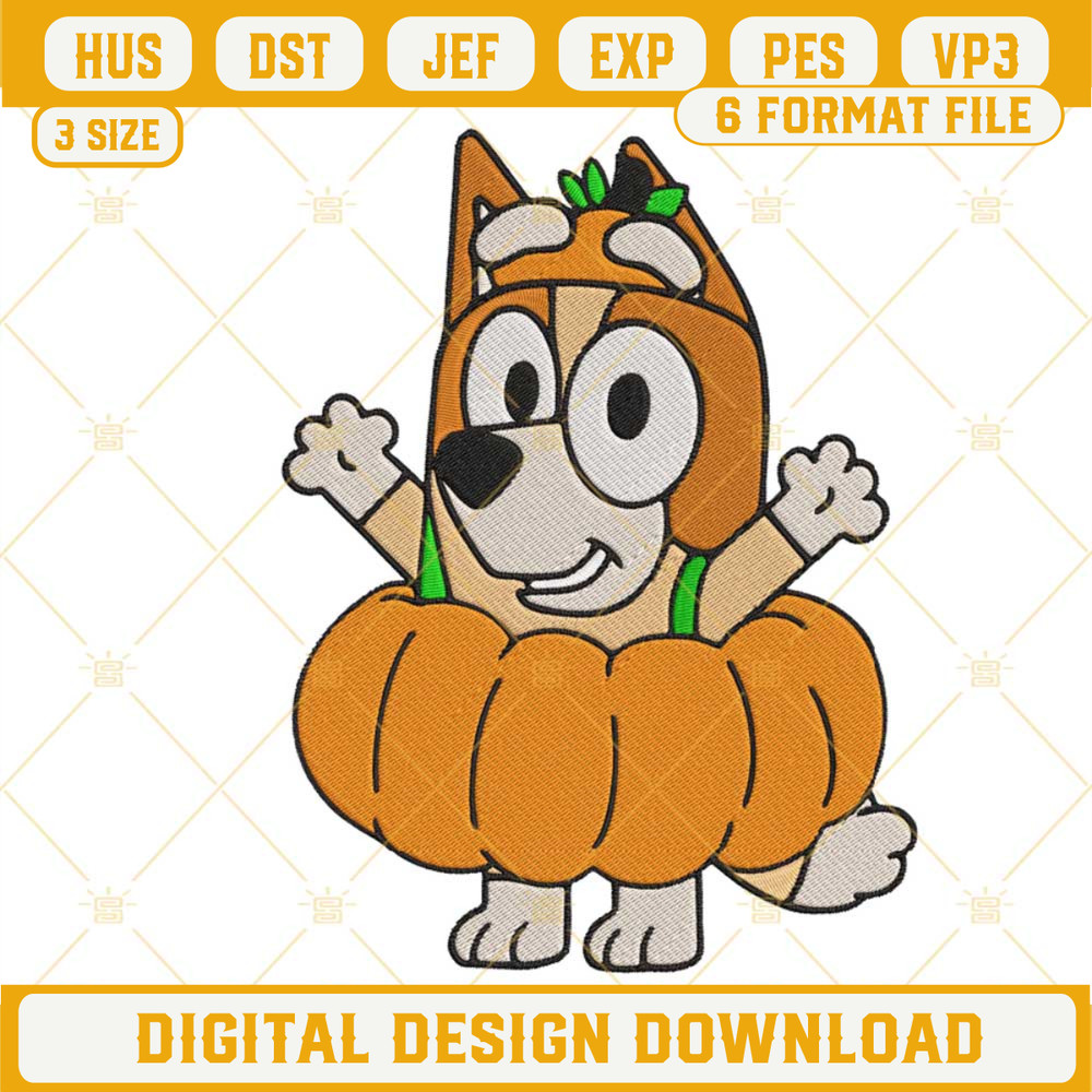 Bingo Pumpkin Embroidery Files, Bluey Bingo Halloween Embroidery Designs.jpg