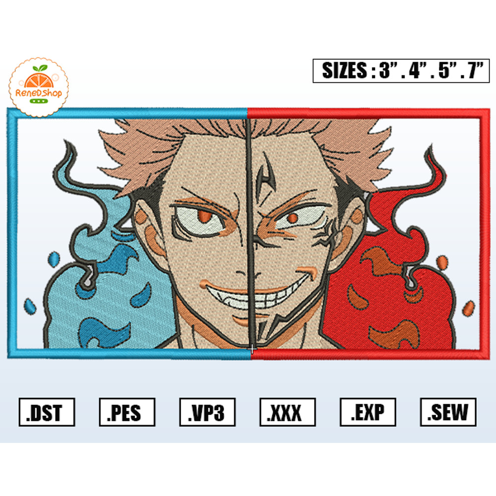 Itadori Yuji Embroidery Designs, Ryomen Sukuna ,Machine Embroidery Design file, Pes, Dst, Vp3, Instant Download.jpg