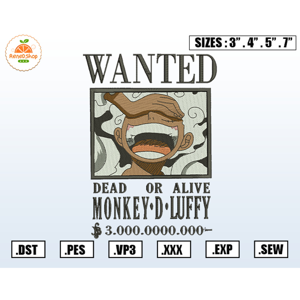 Monkey D Luffy Embroidery design file, Anime embroidery designs, Machine Embroidery Design file, Digital Download 1.jpg