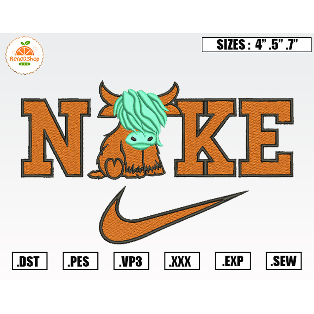 Nike Highland Cow Embroidery Designs, Nike Disney Embroidery Design File Instant Download.jpg
