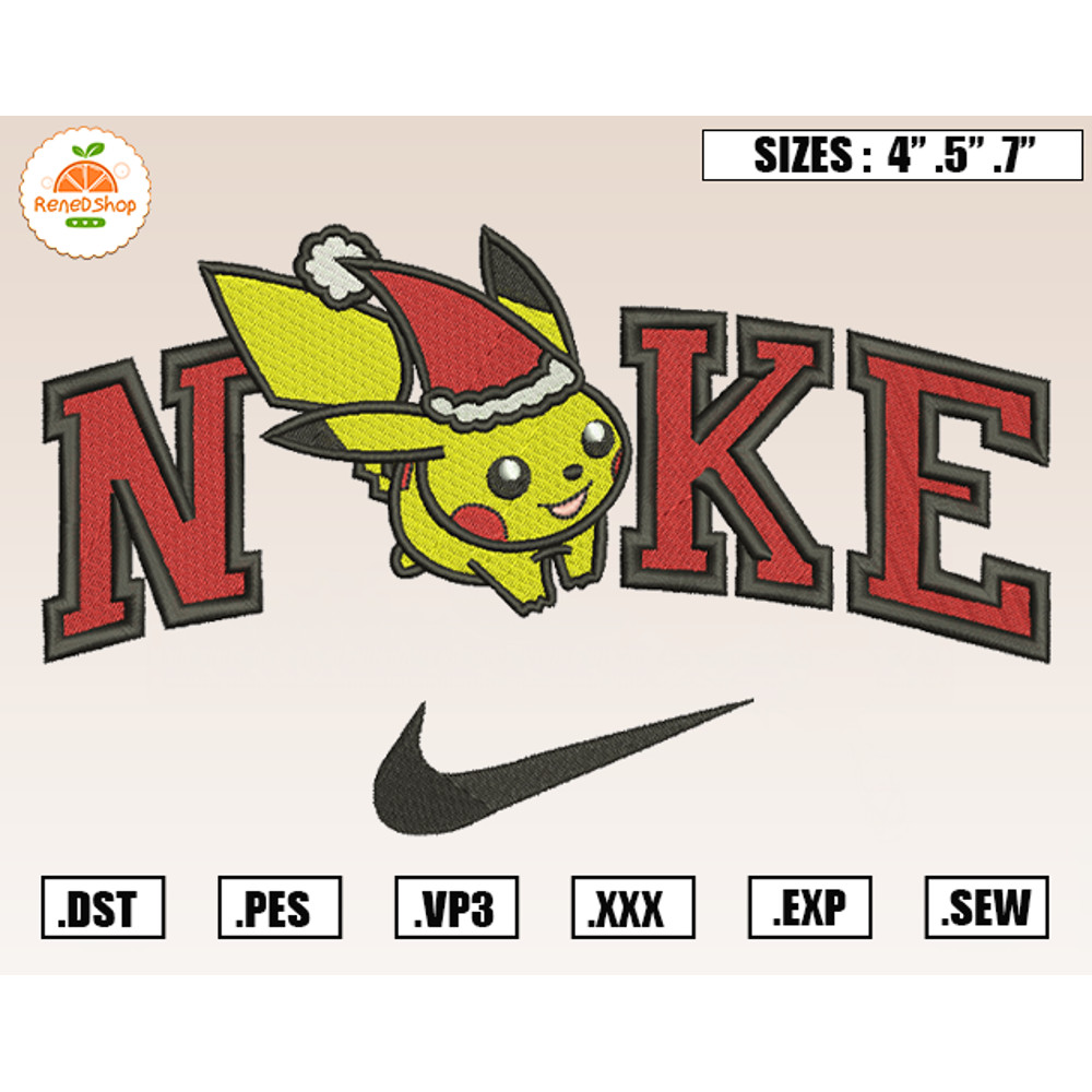 Nike Pikachu Santa Embroidery Designs, Christmas Embroidery Design File Instant Download.jpg