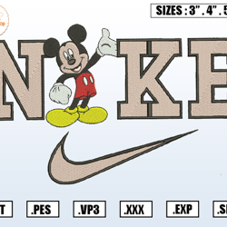 nike x mickey embroidery designs, machine embroidery design file, pes, dst, jef, vp3, exp, hus, instant download