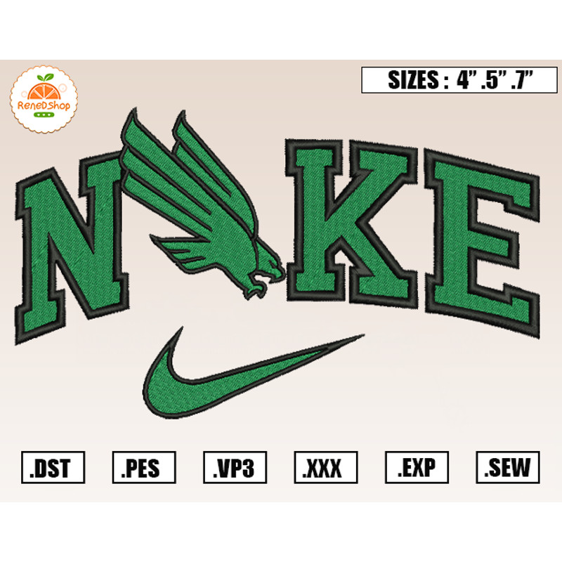 Nike x North Texas Mean Green Embroidery Designs, NCAA Embroidery Design File Instant Download 1.jpg