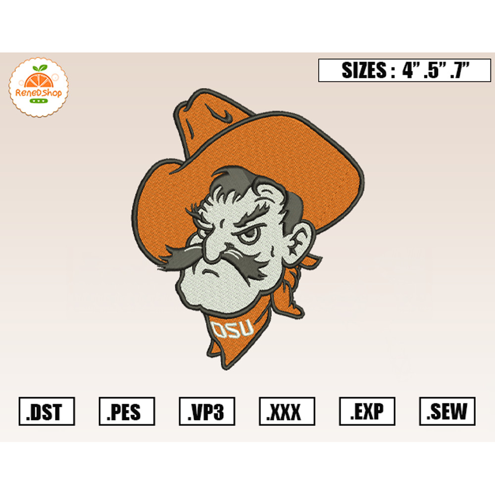 Oklahoma State Cowboys Mascot Embroidery Designs, NCAA Embroidery Design File Instant Download.jpg