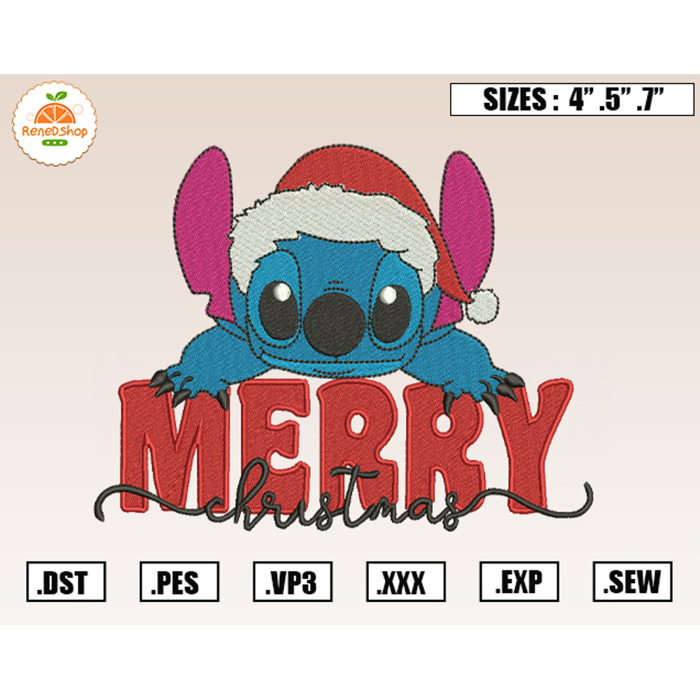 Stitch Merry Christmas Embroidery Designs, Christmas Embroidery Design File Instant Download.jpg