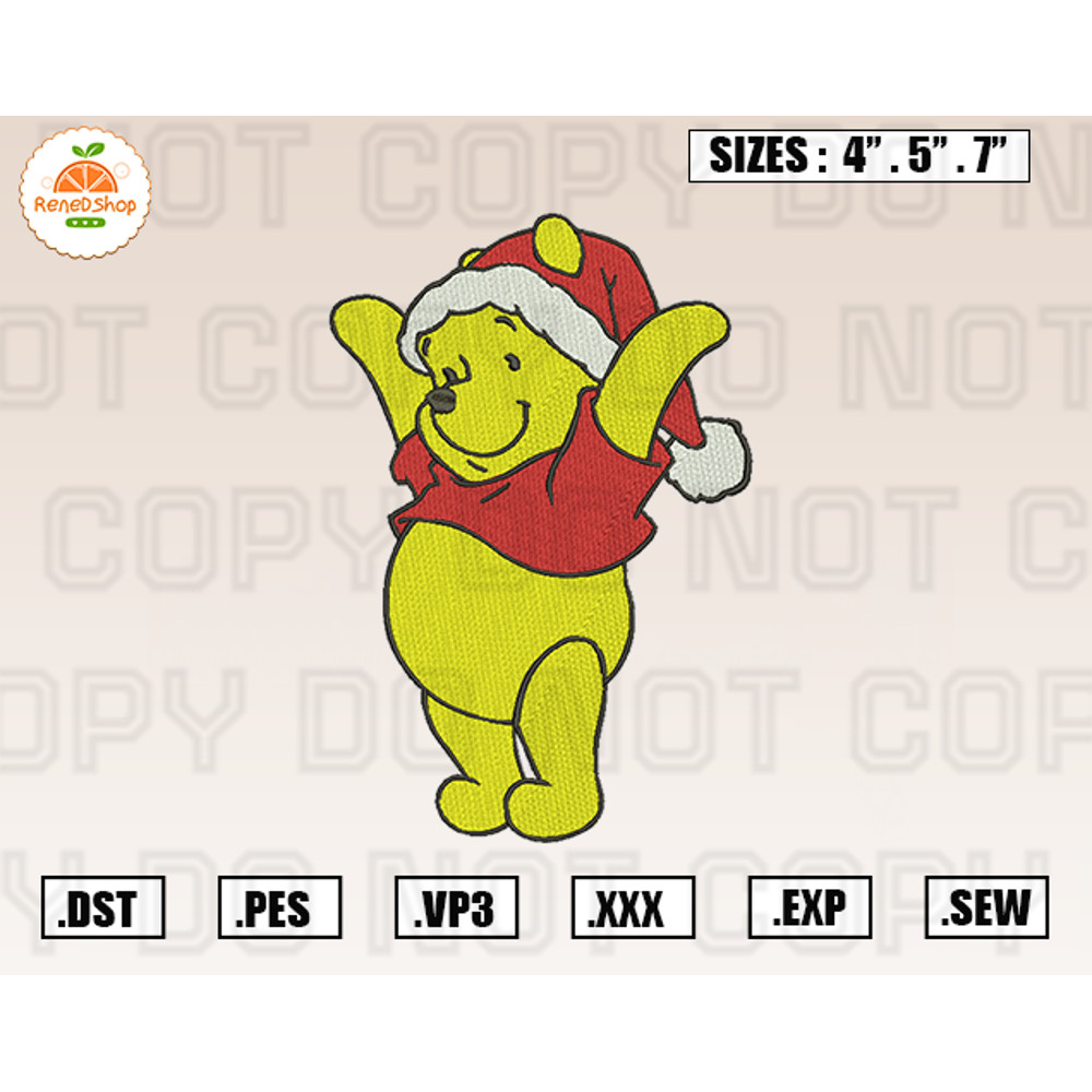 Winnie The Pooh Christmas Embroidery Designs, Christmas Embroidery Design File Instant Download.jpg