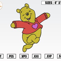 winnie the pooh embroidery designs, valentine embroidery design file instant download 2