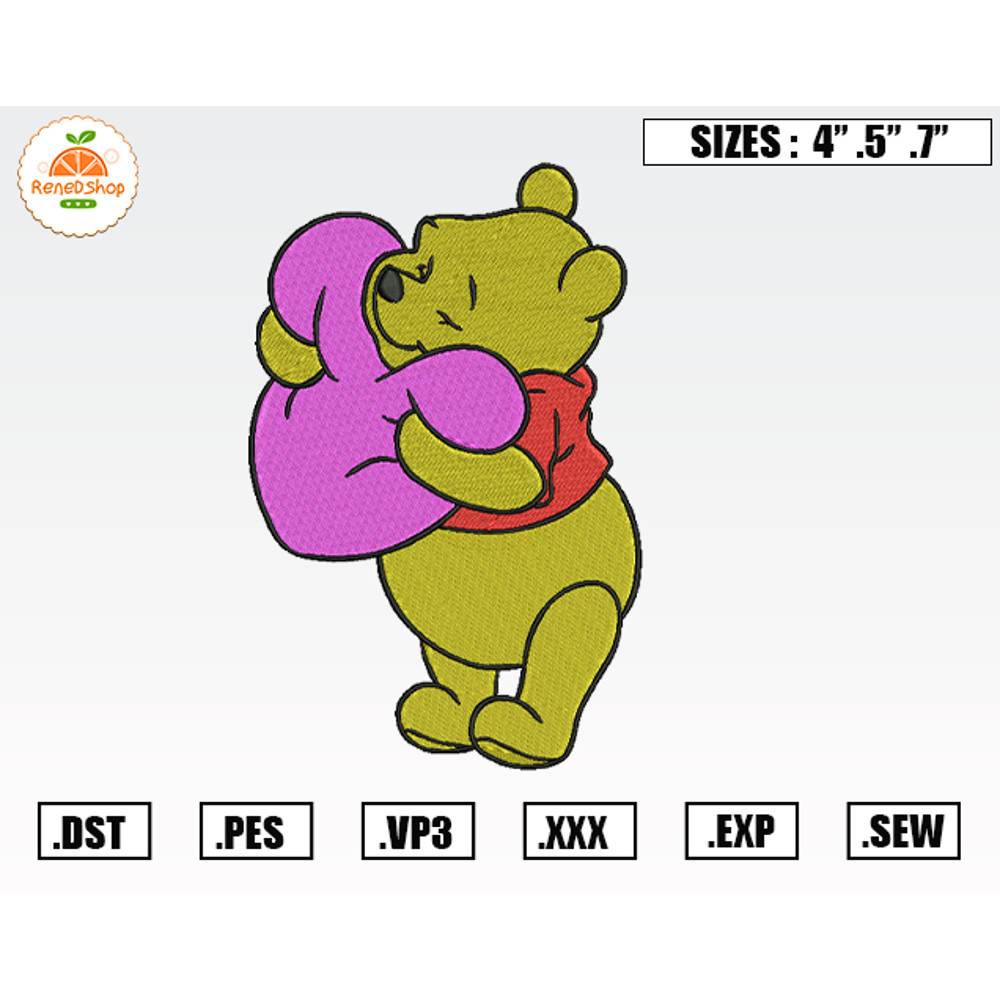 Winnie the Pooh Embroidery Designs, Valentine Embroidery Design File Instant Download.jpg