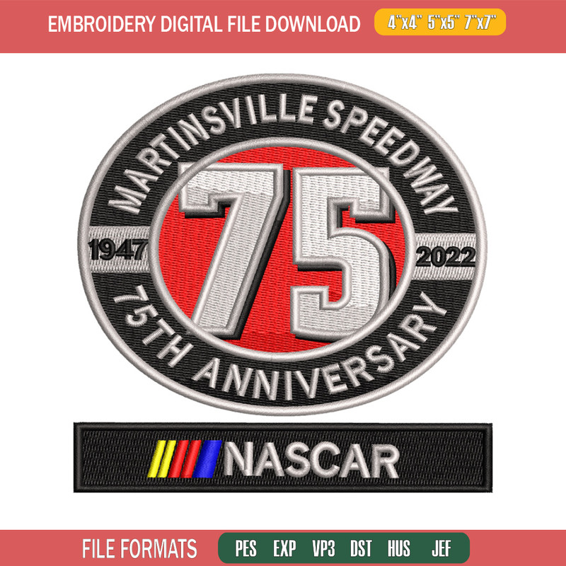 75th Anniversary embroidery design, 75th Anniversary embroidery, logo design, embroidery file, Digital download.jpg
