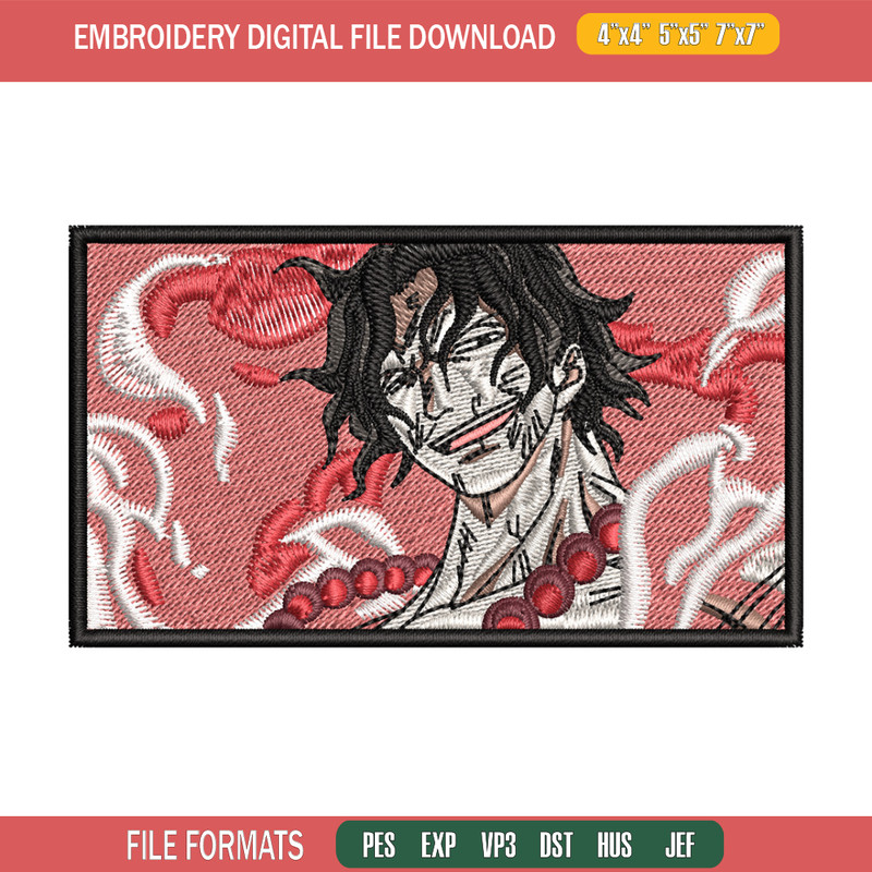 Ace flame rectangle embroidery design, Ace embroidery,Anime design, Embroidery shirt, Embroidery file, Digital download.jpg