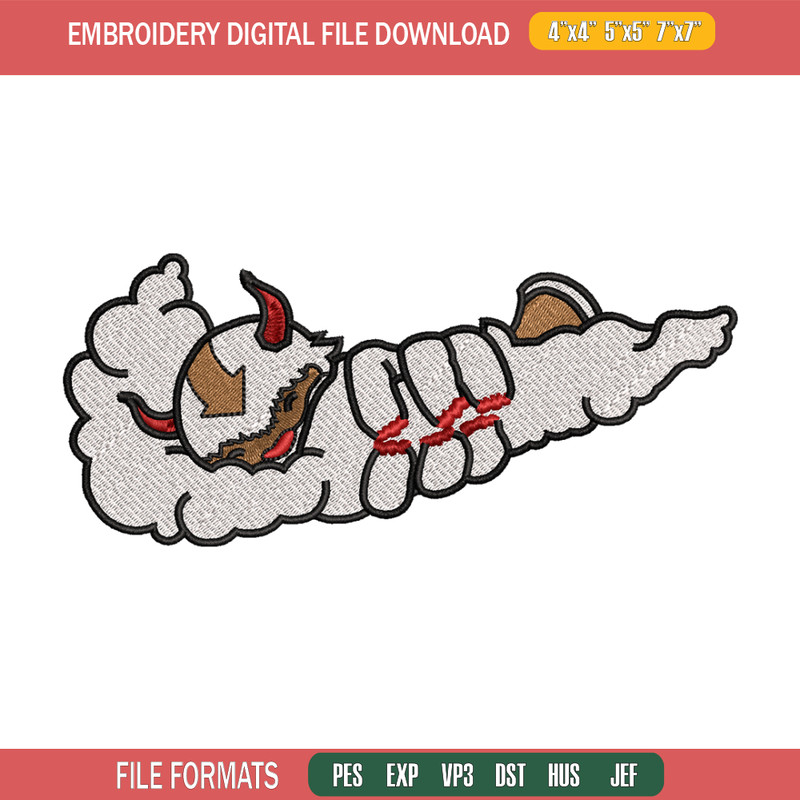 Appa x Nike embroidery design, avatar cartoon embroidery, nike design, Logo shirt, cartoon shirt, digital download.jpg