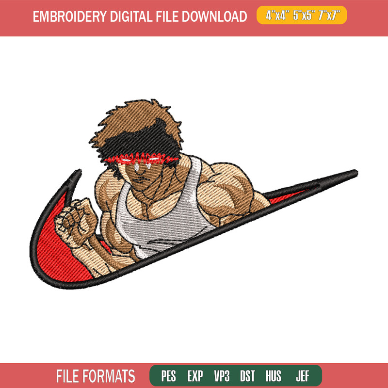 Baki angry face nike embroidery design, Baki embroidery, Nike design, anime design, anime shirt, Digital download.jpg