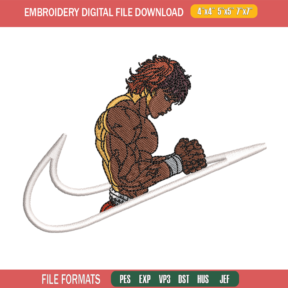 Baki Hanma embroidery design, Baki embroidery, Nike design, anime design, embroidery file, anime shirt, Digital download.jpg