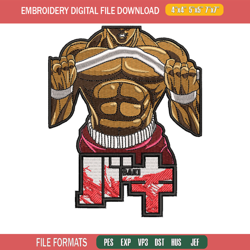 Baki body embroidery design, Baki embroidery, Anime design, Embroidery shirt, Embroidery file, Digital download.jpg