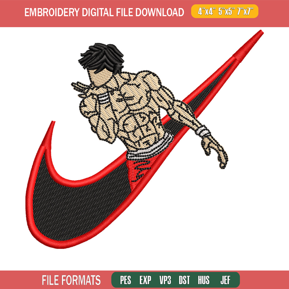 Baki x nike embroidery design, Baki embroidery, Nike design, Embroidery shirt, Embroidery file, Digital download.jpg