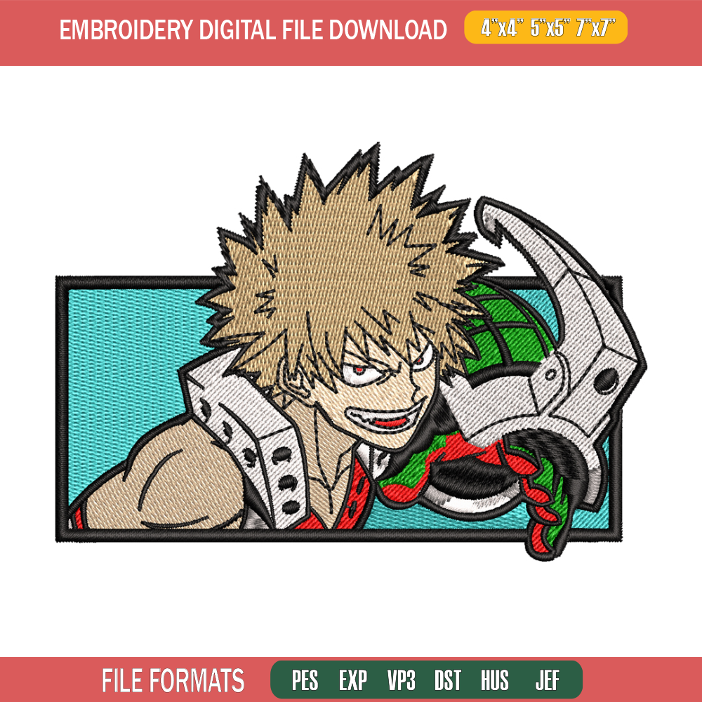Bakugou embroidery design, My Hero Academia embroidery, Logo design, anime design, anime shirt, Digital download.jpg