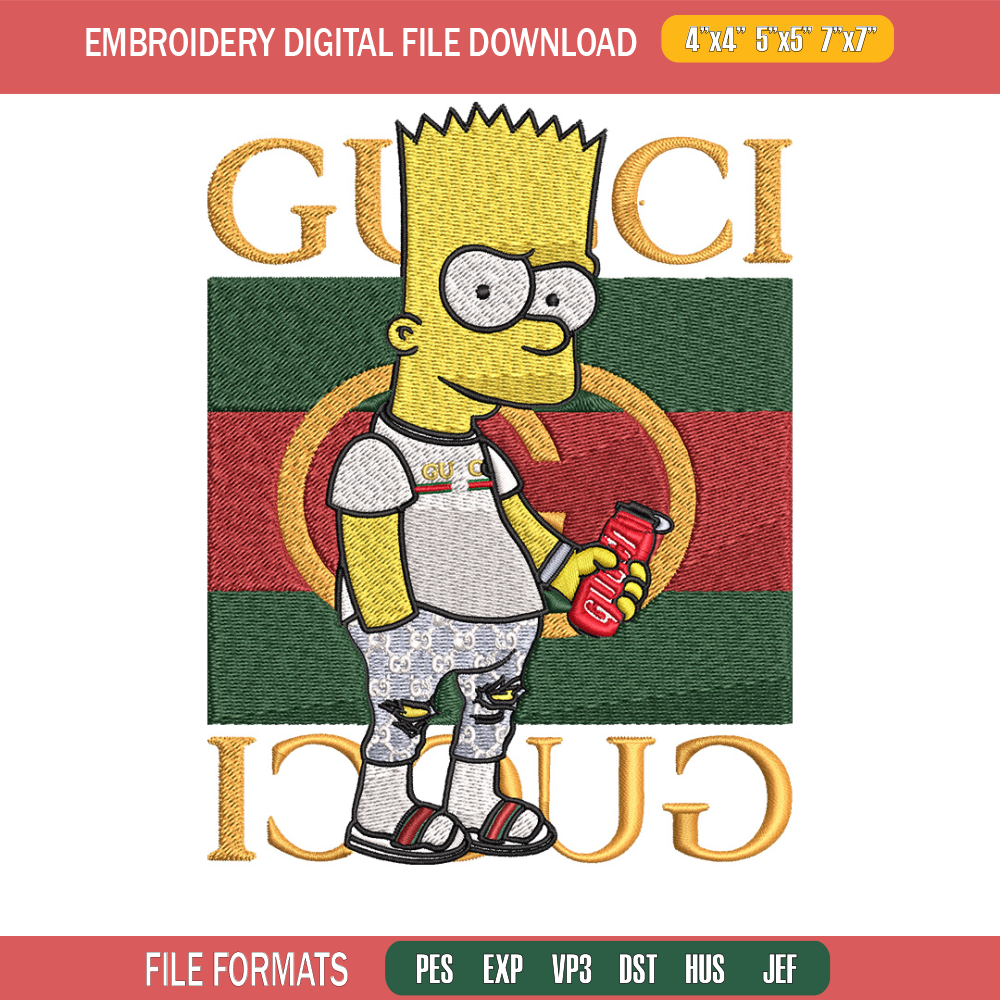 Bart gucci Embroidery Design, Gucci Embroidery, Embroidery File, Logo shirt, Sport Embroidery, Digital download.jpg