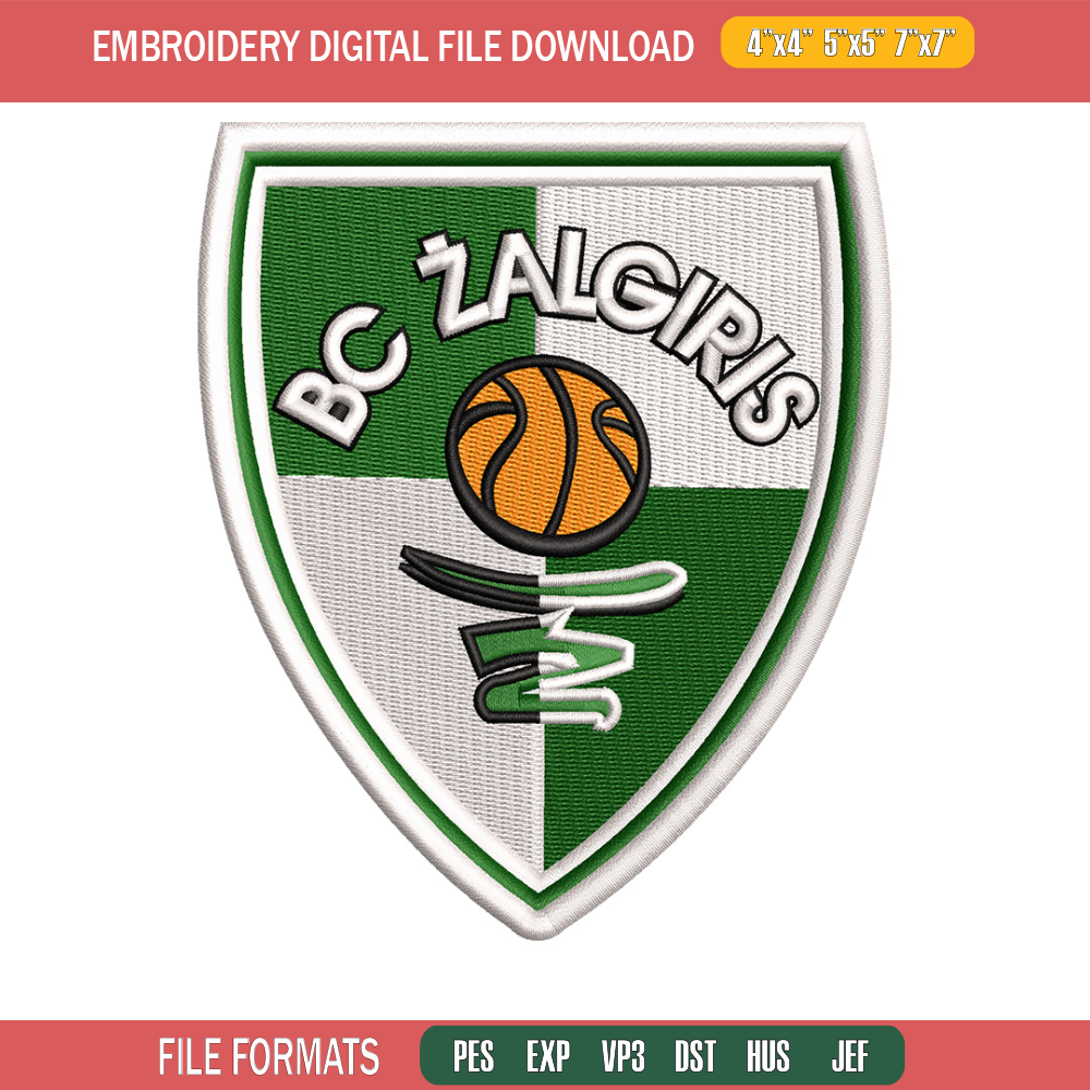 Bc zalgiris embroidery design, Logo embroidery, Embroidery file, Embroidery shirt, Emb design, Digital download.jpg