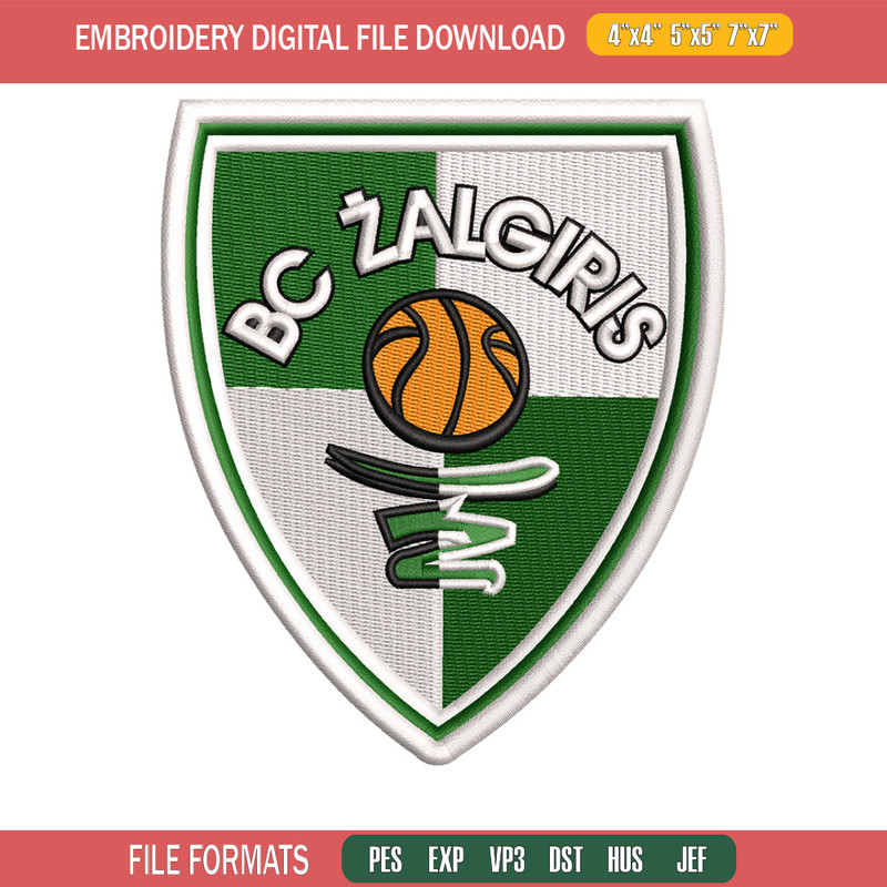 Bc zalgiris embroidery design, Logo embroidery, Embroidery file, Embroidery shirt, Emb design, Digital download.jpg