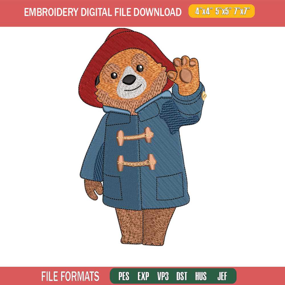 Bear hello embroidery design, Bear embroidery, Embroidery file, Embroidery shirt, Emb design, Digital download.jpg