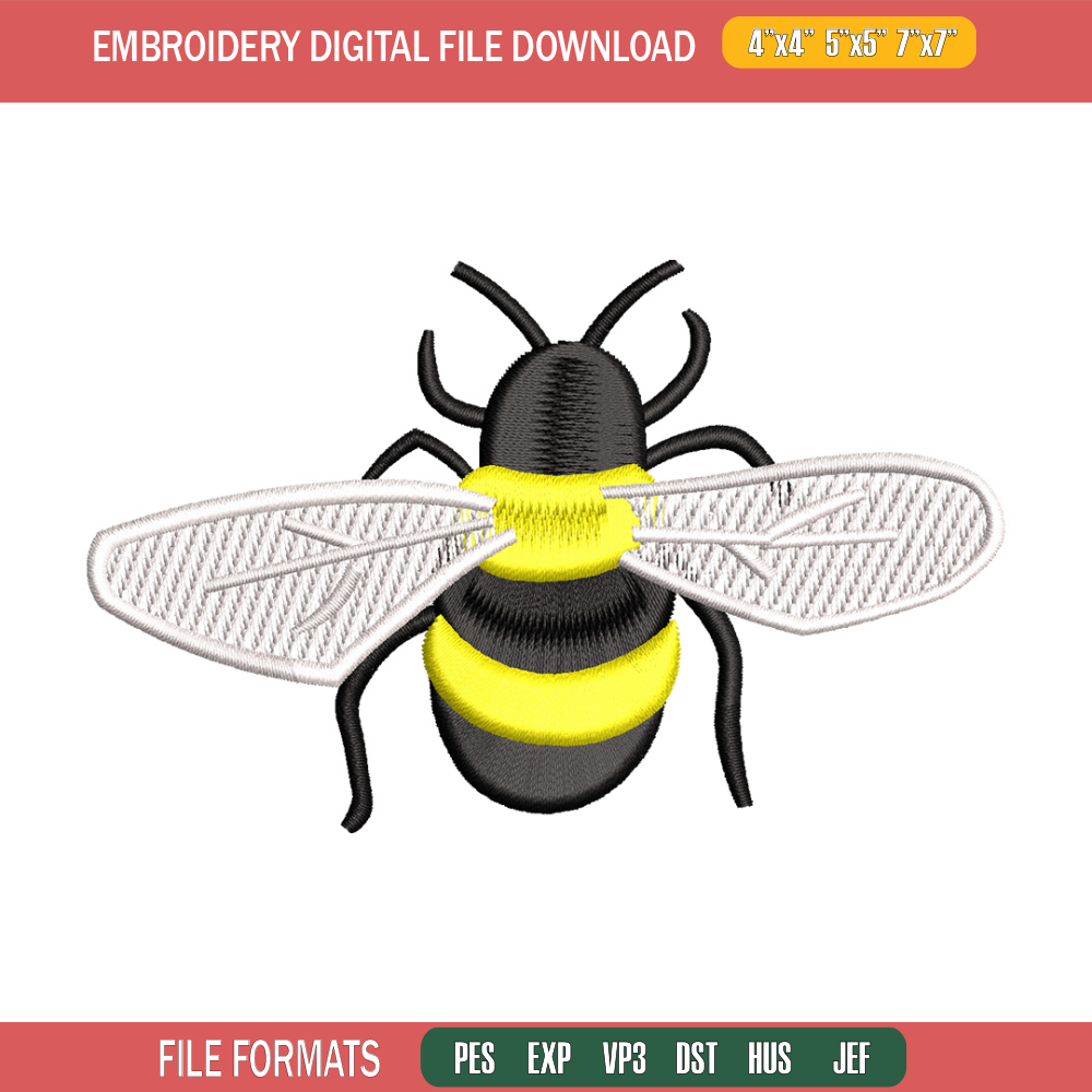Bee yellow embroidery design, Bee embroidery, Embroidery file, Embroidery shirt, Emb design, Digital download.jpg